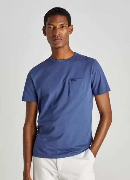 Hombre Camiseta Con Bolsillo Faconnable Pop Blue Polos Y Camisetas