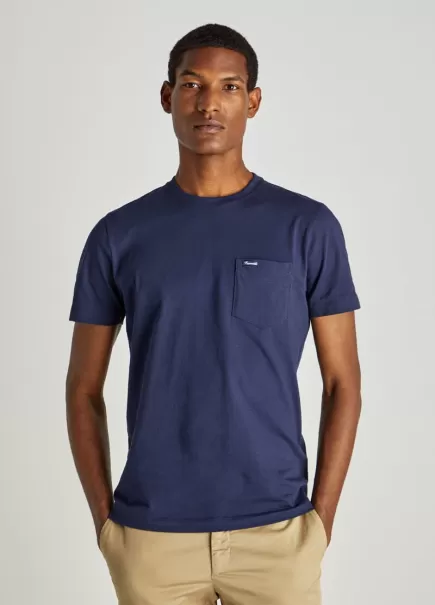 Camiseta Con Bolsillo Marine Blue Polos Y Camisetas Hombre Faconnable