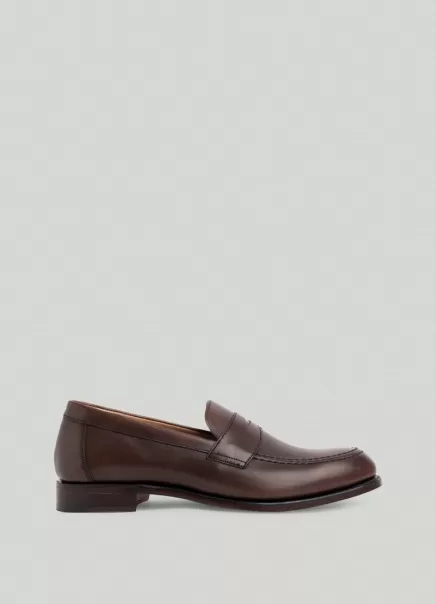 Chocolate Brown Zapatos Formales Hombre Faconnable Mocasines Antifaz Piel