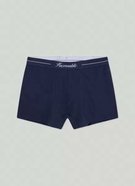 Faconnable Navy Hombre Ropa Interior Bóxers Trunk Pack 2