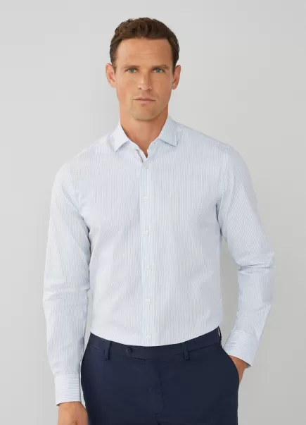 Más Vendido White/Blue Camisas Camisa De Rayas Fit Slim Hackett London Hombre