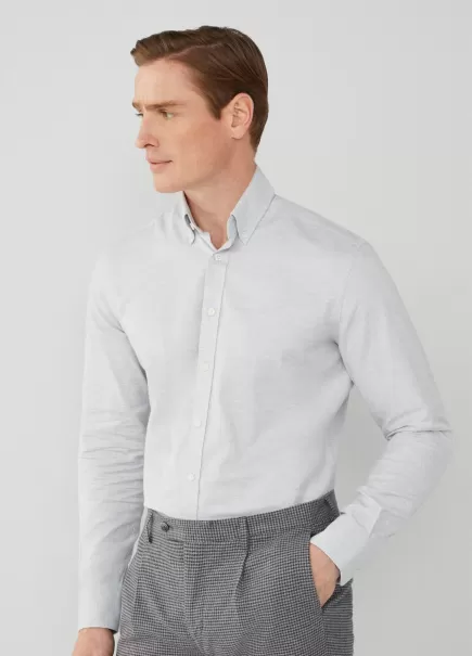 Camisa De Espiga Fit Slim Hackett London Grey Camisas Hombre Sostenibilidad