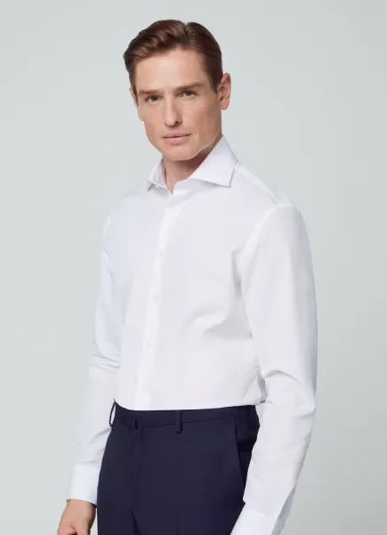 Hombre Hackett London Camisa Algodón Fit Slim White Camisas Descuento