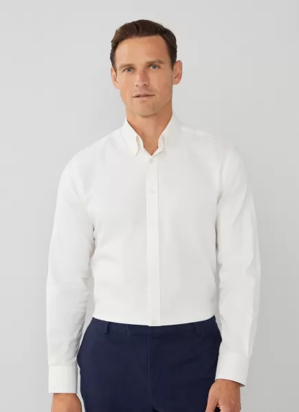 Camisa De Espiga Fit Slim Hackett London White Camisas España Hombre