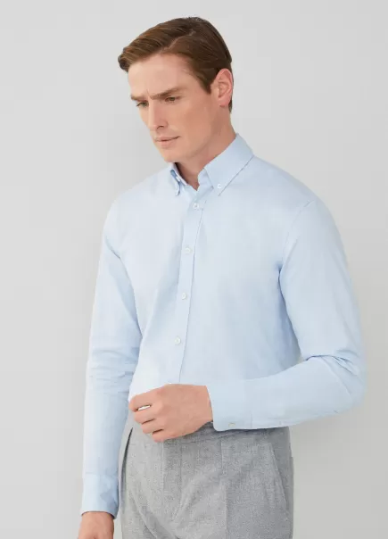 Camisas Hackett London Hombre Camisa De Espiga Fit Slim Sky Blue Asegurar