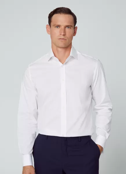 Camisa De Algodón Popelín Fit Slim Hombre Camisas Diseño White Hackett London