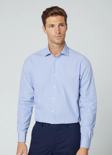 Hackett London Precio Razonable Hombre Camisa Fil A Fil Fit Clásico Camisas Blue/White