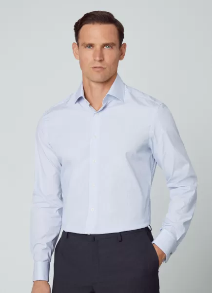 Hombre Camisa Estampada Fit Slim Camisas Hackett London White/Blue Precio Reducido