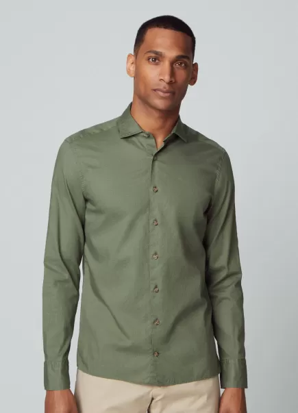 Green Camisas Hackett London Fit Slim Camisa Sarga Algodón Recomendar Hombre