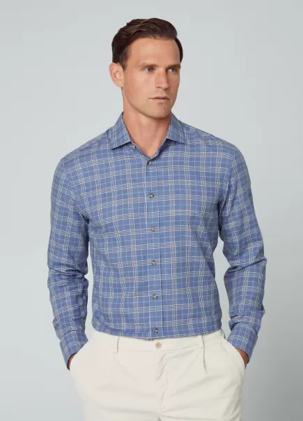 Camisa Algodón Cuadros Fit Slim Blue/Navy Precio De Mercado Hackett London Camisas Hombre