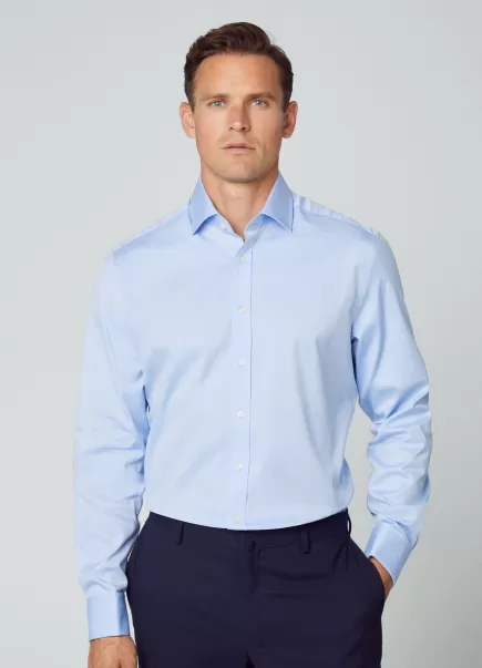 Hombre Camisa De Algodón Fit Clásico Oferta Hackett London Sky Blue Camisas