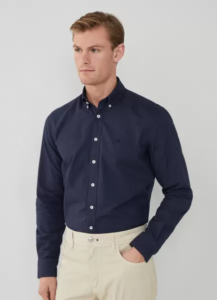Navy Camisas Hackett London Avanzado Camisa Algodón Oxford Fit Slim Hombre