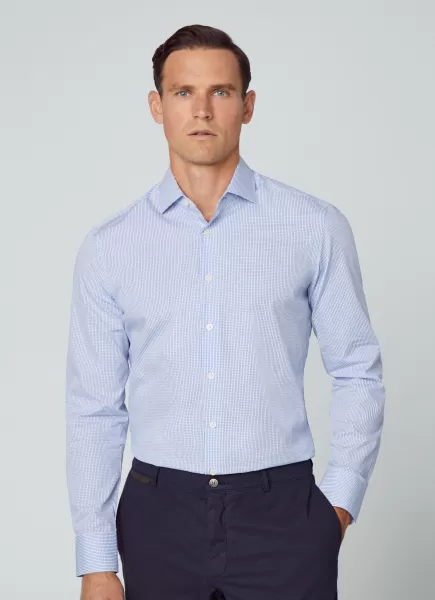 White/Blue Hombre Hackett London Camisa Estampado Cuadros Fit Slim Oferta Especial Camisas