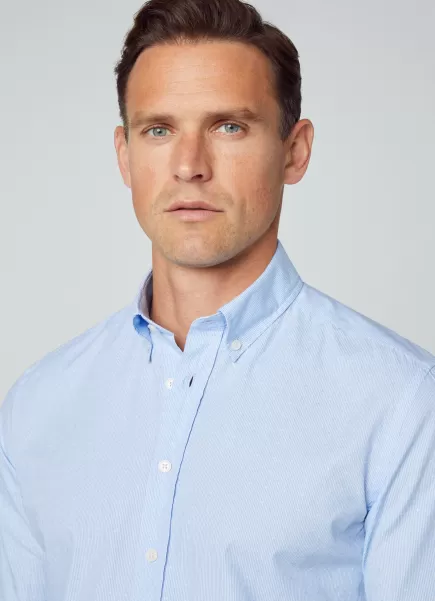 Hackett London Hombre Precio De Descuento Camisa Fil Coupé Cuadros Vichy Camisas Blue/White