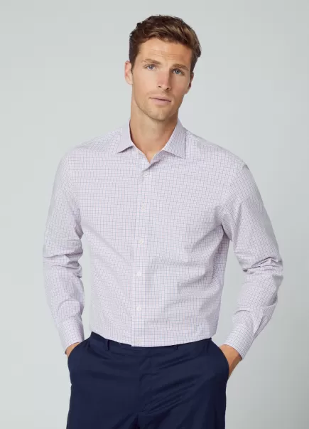 Hombre Pink/Blue Camisa Melange Cuadros Fit Clásico Camisas Hackett London Diseño