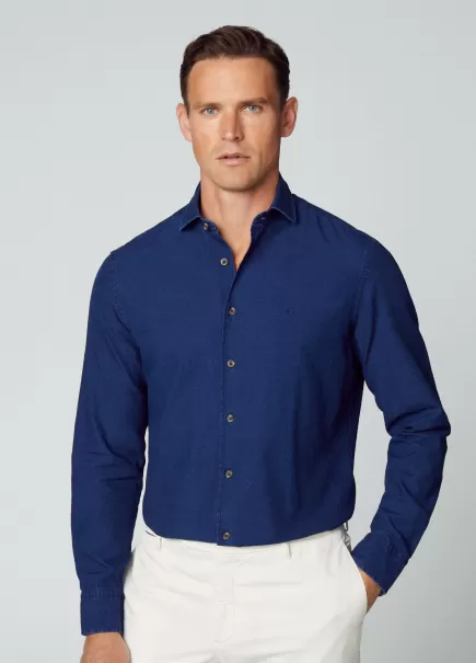 Ultimo Modelo Hombre Camisa Denim Fit Slim Indigo Blue Hackett London Camisas