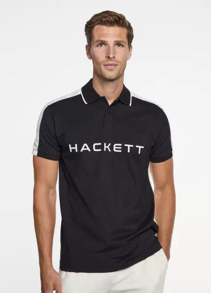 Black Hombre Hackett London Vender Polo Algodón Hs Fit Clásico Polos