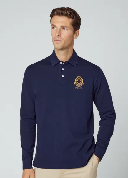 Hombre Polos Hackett London Popular Polo Rugby Heritage Navy