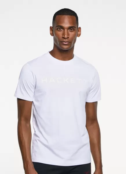 White Promoción Hombre Hackett London Camisetas Camiseta Básica Algodón