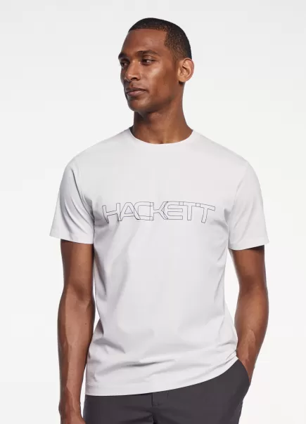 Hombre White Camisetas Hackett London Popular Camiseta Básica Logo Estampado