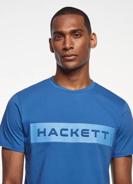 Camiseta Logo Estampado Hombre Hackett London Blue Camisetas Oferta Especial