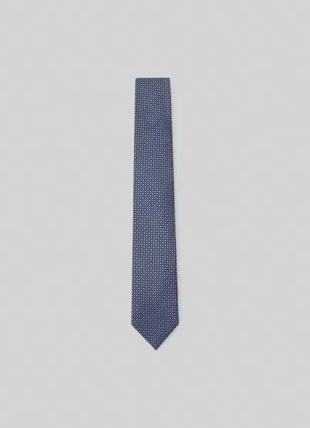 Corbata Seda Estampado Geométrico Corbatas Y Pañuelos De Bolsillo Descuento Navy/Taupe Hombre Hackett London