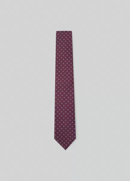 Wine Purple Corbata De Seda Estampado Tréboles Hackett London Diseño Hombre Corbatas Y Pañuelos De Bolsillo
