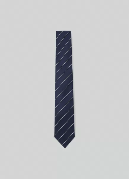 Corbata De Seda Estampado Rayas Hombre Corbatas Y Pañuelos De Bolsillo Hackett London Barato Navy
