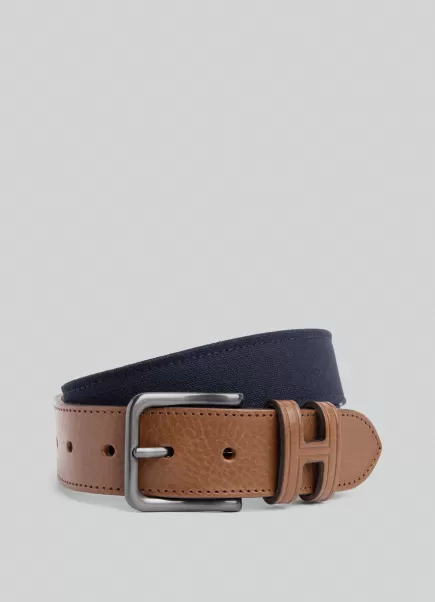 Cinturón Piel Forro Algodón Hackett London Hombre Cinturones Comercio Brown/Black