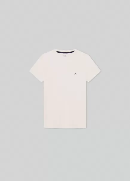 Hackett London White Recomendar Camiseta Básica Logo Bordado Camisetas Y Sudaderas Hombre