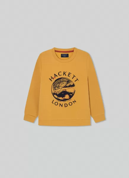Sudadera Con Ilustración Estampada Mustard Brown Camisetas Y Sudaderas Hombre Hackett London Comercio