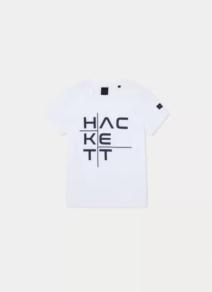 Garantizado White Hackett London Camisetas Y Sudaderas Camiseta Logo Estampado Fit Clásico Hombre