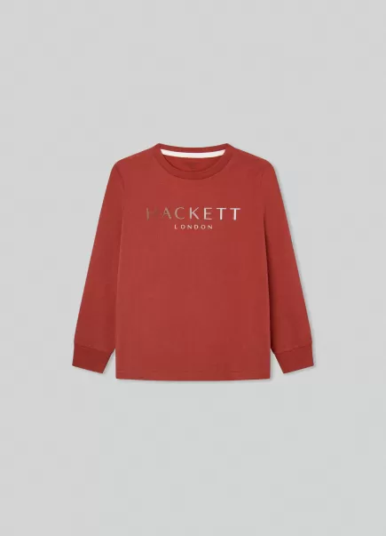 Hackett London Precio De Descuento Camisetas Y Sudaderas Hombre Camiseta Logo Estampado Terracotta Brown