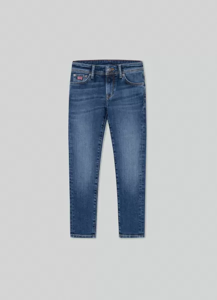 Hombre Moda Jeans Vintage Wash Fit Slim Pantalones Denim Blue Hackett London