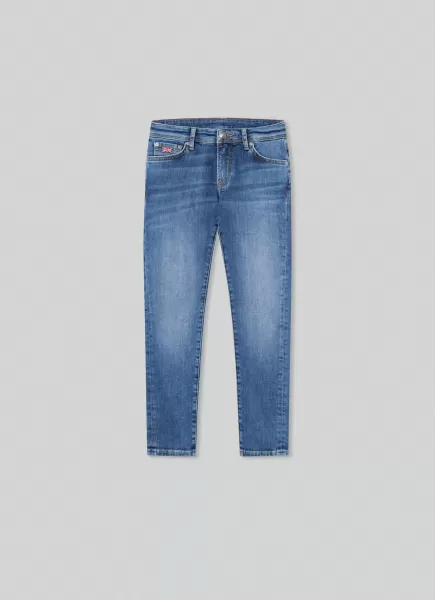 Hombre Clásico Pantalones Jeans Vintage Wash Fit Regular Denim Blue Hackett London